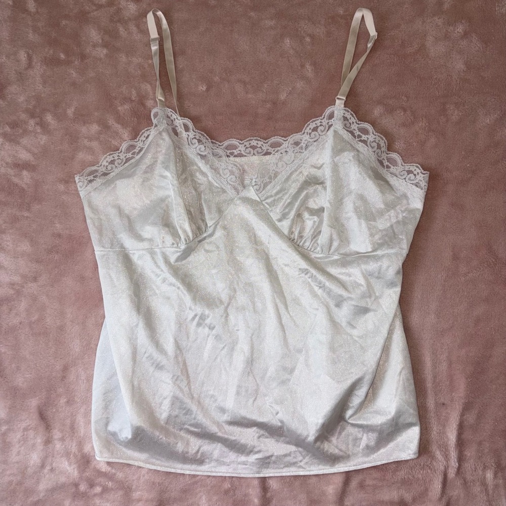 Vintage Deena Made in USA Lace Trim Camisole Size 36 Lingerie 60s 70s 80s